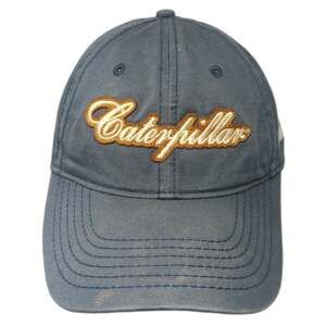 Caterpillar Baseball Cap Blue One Size Script Logo Side Hit Cotton Strapback hat